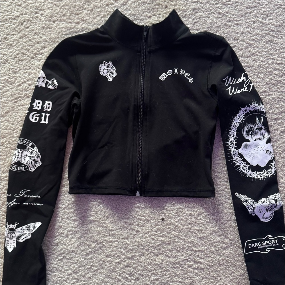 Darc Sport Black Bomber Jacket with Graphic Designs